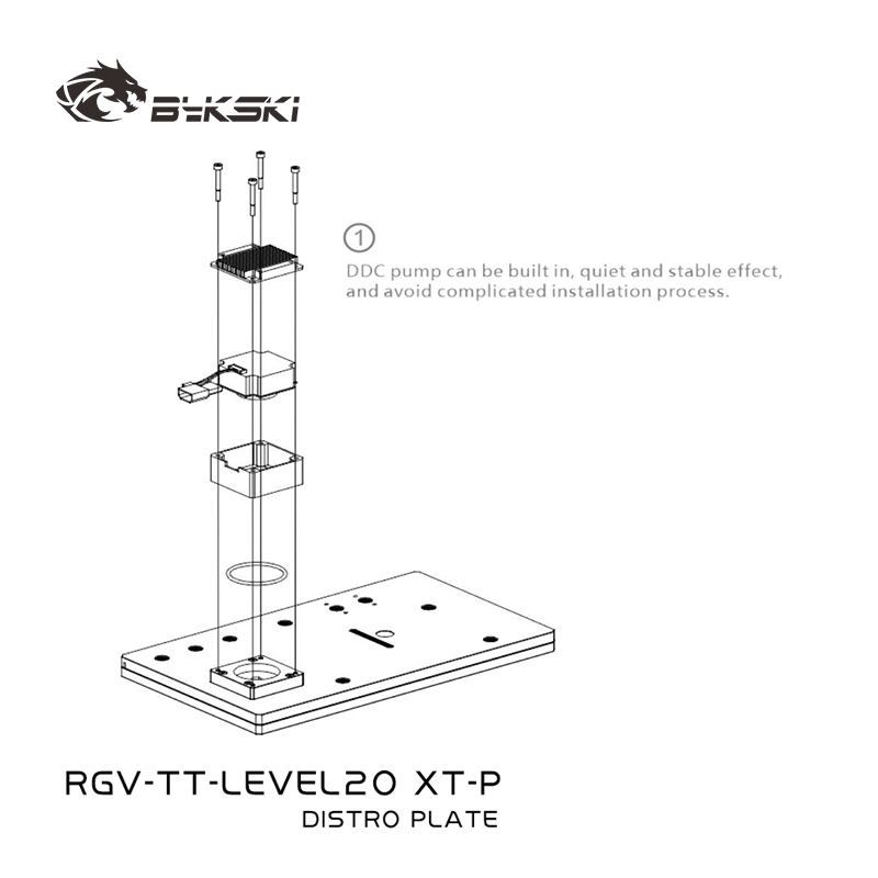Distro Plate Ddc Pump Combo - Bykski RGV-TT-LEVEL20XT-P 아크릴 디스트로 플레이트/보드 리저버(Thermaltake